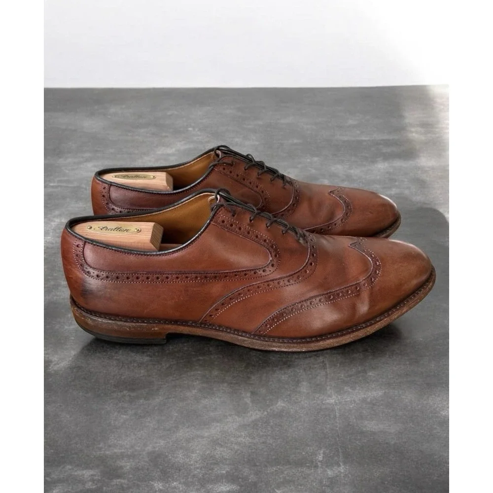 Allen Edmonds McAllister Wingtip Oxford Shoes 8.5 D Brown Calfskin Leather $450